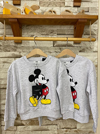 AYSBEBE Mickey Baskılı Kız Çocuk Sweatshirt