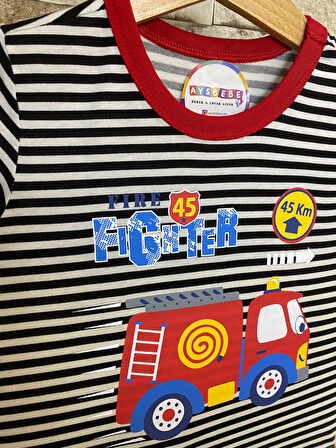 AYSBEBE ÇOCUK TİŞÖRT FIRE FIGHTER İTFAİYE DESENLİ