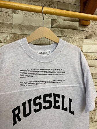 AYSBEBE RUSSELL BASKILI OVERSİZE KALIP ÇOCUK TİŞÖRT