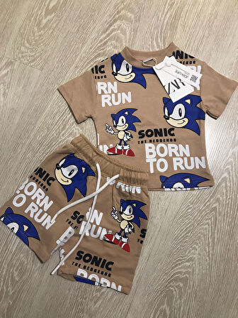AYSBEBE K SONİC Desenli Erkek Çocuk Yazlık Takım