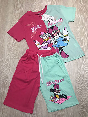 AYSBEBE DAİSY Desenli Kız Çocuk Yazlık Takım