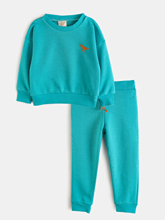 AYSBEBE Dinazor Nakışlı Kışlık Çocuk Takım Unisex (2 İPLİK)