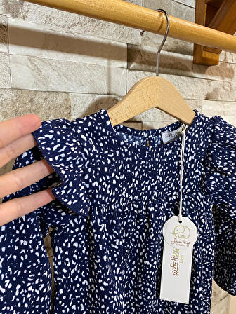 MİNİZOO BABY KRİNKIL FIRFIR DETAYLI KIZ ÇOCUK ELBİSE