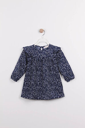 MİNİZOO BABY KRİNKIL FIRFIR DETAYLI KIZ ÇOCUK ELBİSE