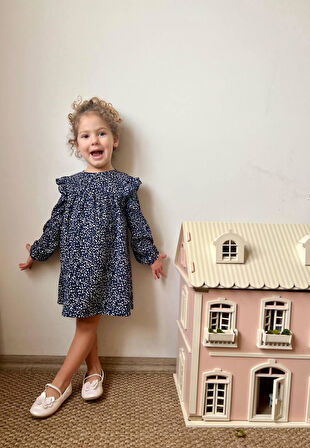 MİNİZOO BABY KRİNKIL FIRFIR DETAYLI KIZ ÇOCUK ELBİSE