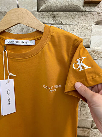 YAZLIK ÇOCUK TİŞÖRT FIRÇALI KUMAŞ, HARDAL RENK