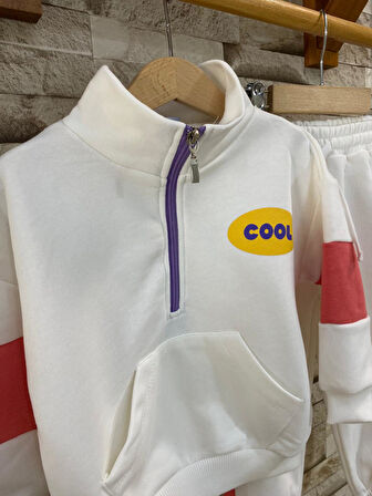 LACIEL PARIS COOL SLOGANLI YAKALI FERMUARLI KIZ ÇOCUK EŞOFMAN TAKIM