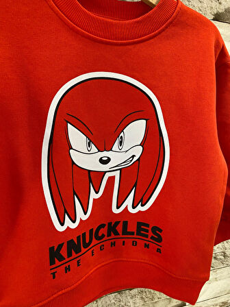 KNUCKLES SONIC BASKILI ÇOCUK SWEATSHIRT