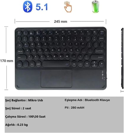 RGB Işıklı Kablosuz Bluetooth Klavye Mouse Seti Şarjlı Ultra Slim Tablet Telefon Windows Uyumlu