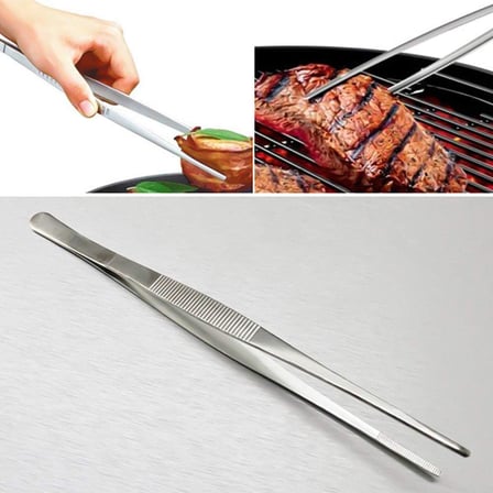 FANSH 304 Paslanmaz Çelik Mangal Cımbızı, Profesyonel Mutfak ve Uzun Saplı Gıda Cımbızı, Çok Fonksiyonlu, 30 cm