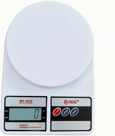 Terazi BY-010 Dijital Mutfak Terazisi - Mutfak Tartısı - Dara Alma Özellikli, LCD Ekran, Otomatik Kapanma Özelliği - 10 kg Kapasitesi 1 Gr Hassasiyetli Dijital Mutfak Tartısı