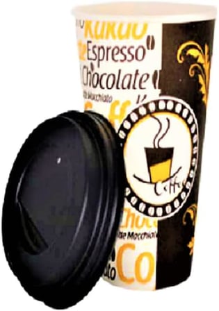 Excodi Cup - [ CUP ] 12 oz Siyah Kapaklı Karton Bardak - 300 ml - 100 Adet Kaliteli Kahve Bardağı, Sızdırmaz, El Yakmaz - Bej (Americano, Latte, Capuccino)