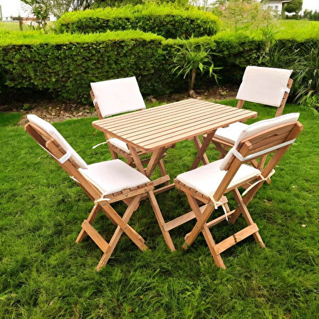 KATLANIR AHŞAP BİSTRO SET BAHÇE TAKIMI 4 SANDALYE 1 MASA SET MİNDER HEDİYELİ
