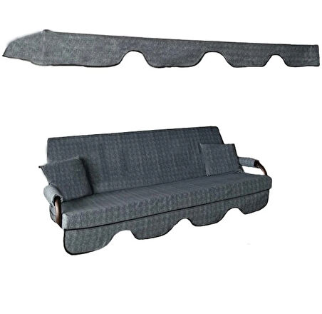 3 KİŞİLİK LÜKS SALINCAK KILIF SETİ SÜNGERSİZ GRİ DESENLİ
