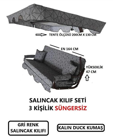 SALINCAK LÜKS KILIF SETİ MİNDERSİZ 3 KİŞİLİK GRİ ÖRÜMCEK DESEN