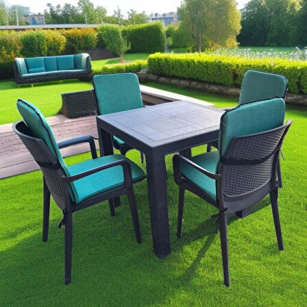 LÜKS ARKALIKLI SANDALYE MİNDERİ 4LÜ 4CM SÜNGERLİ YEŞİL