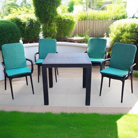 LÜKS ARKALIKLI SANDALYE MİNDERİ 4LÜ 4CM SÜNGERLİ YEŞİL