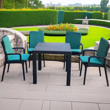 LÜKS ARKALIKLI SANDALYE MİNDERİ 4LÜ 4CM SÜNGERLİ YEŞİL