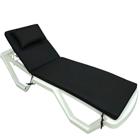 LÜKS ŞEZLONG MİNDERİ YASTIKLI 5CM SÜNGER SİYAH 175*55*5