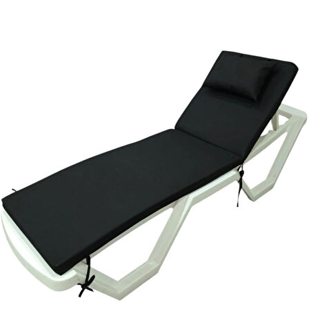 LÜKS ŞEZLONG MİNDERİ YASTIKLI 5CM SÜNGER SİYAH 175*55*5