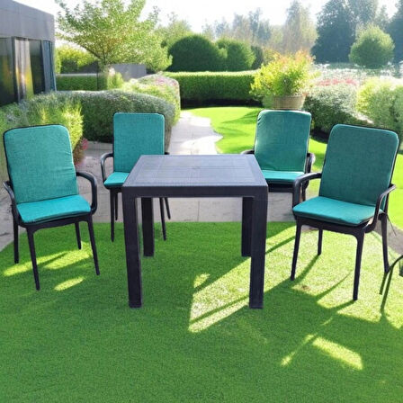 LÜKS ARKALIKLI SANDALYE MİNDERİ 6LI 4CM SÜNGERLİ YEŞİL