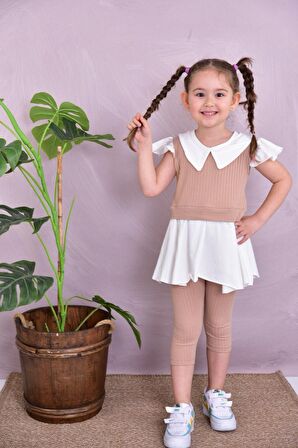 Kız Çocuk Yakalı  %100 Pamuk Kaprili Yumuşacık 2'li Takım