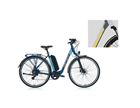 CARRARO E-LINE eCOMFORT 2.1 UNISEX ŞEHİR BİSİKLETİ 470H HD 28 JANT 7 VİTES MAT STORM GRİ ANTRASİT SARI