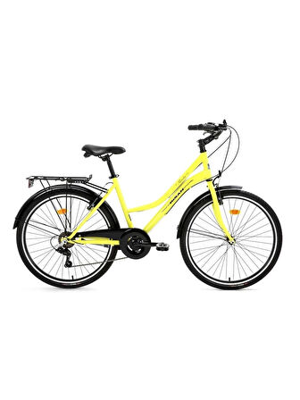 BİSAN SMILE BAYAN ŞEHİR BİSİKLETİ 44CM V 28 JANT 7 VİTES SARI SİYAH
