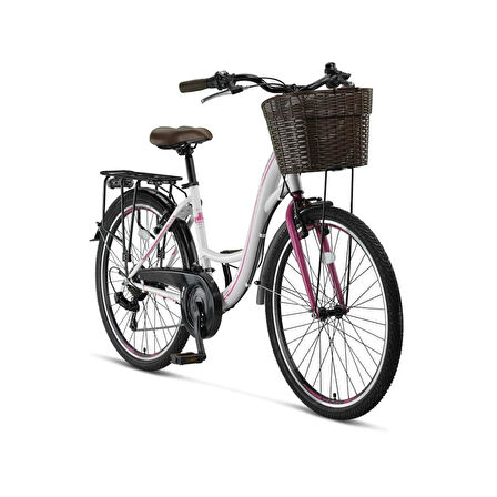 ÜMİT 2610 ALANYA SEPETLİ KADIN ŞEHİR BİSİKLETİ V 26 JANT 21 VİTES SİYAH KAHVERENGİ