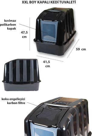 XXL Kapalı Tuvalet+ Taşıma Sepeti+Yatak+Tırmalama+Paspas+3 Katlı Oyuncak Kedi Başlangıç Seti-XXLKT4
