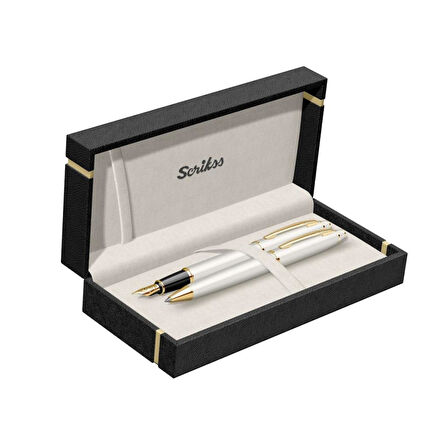 İkili Set Dolmakalem - Tükenmezkalem Noble 35 Beyaz Altın