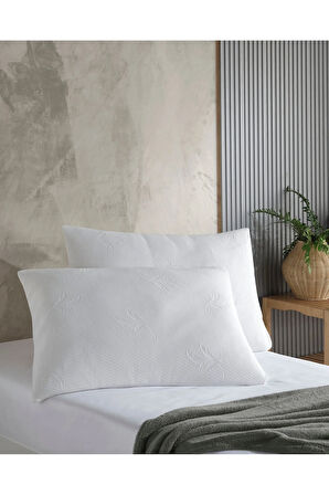 Fermuarlı Çiçek Desen Beyaz Yastık Koruyucu Kılıf Yastık Kılıfı 2 adet