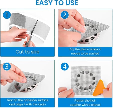 Jouis Mutfak Lavabo Duşakabin Küvet Süzgeci Saç Toplayıcı Banyo Gider Tıkanma Önleyici Elek Kesilebilir PVC File, Herhangi Bir Uzunlukta Kendin Yap Kullan At Duş Tahliyesi Kapak Süzgeci 4 Metre