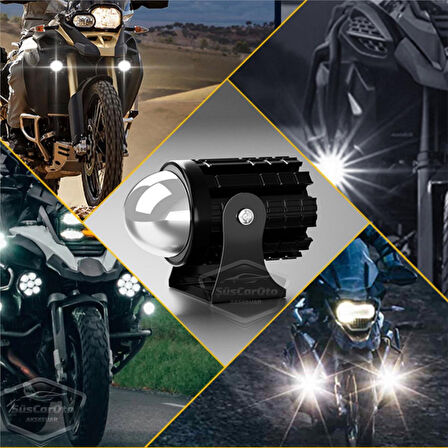 Motosiklet Mini Sis Farı Çift Renk Sarı-Beyaz Aç Kapa Düğmeli Scooter Araç Off Road Led Lamba 8V-80V Projektör Metal Kasa Arazi Çalışma Lambası 2 Adet Set