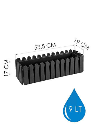 Omnipazar SO-İB02 Askılı Balkon Saksı Takımı 9 lt Antrasit 6 Adet