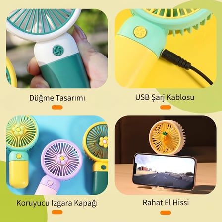 El Tipi Mini Fan, 250mAh Batarya, USB Şarj Edilebilir, Doğal Rüzgar Özelliği, Taşınabilir ve Kompakt Tasarım, Seyahat ve Ofis İçin İdeal, Yüksek Performans, Serinletici Etki (Mor Papatya)