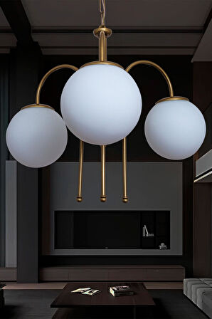 Baston 3'lü Avize Beyaz