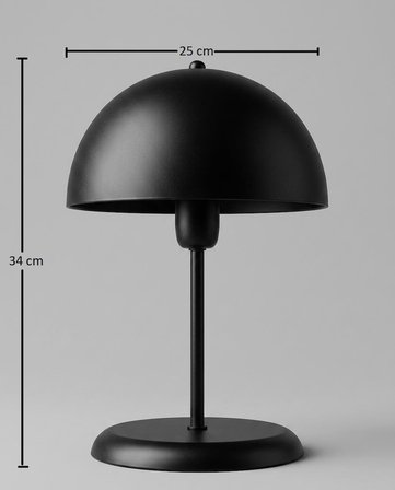 Solo Mantar Tasarım Siyah Abajur 25 cm