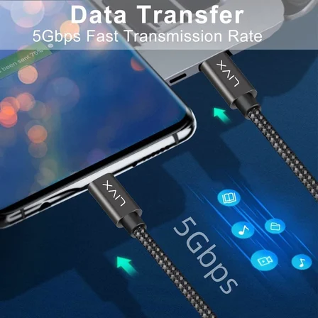 Solid 100W 5A PD2.0 Type C to Type C Hızlı Şarj ve Data Kablosu 2 Metre Halat Örgülü Space Gray LVA-TCT