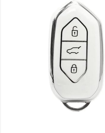 AutoHan Keys Togg T10x T10F Akıllı Anahtar Kılıfı, 3 Tuşlu, Nano Koruma (Beyaz-Gümüş)