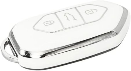 AutoHan Keys Togg T10x T10F Akıllı Anahtar Kılıfı, 3 Tuşlu, Nano Koruma (Beyaz-Gümüş)