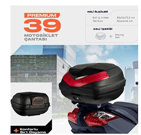 WOGEN 39 LİTRE PREMİUM SIRT DAYAMALI MOTOSİKLET ÇANTASI - SİYAH 1407 001