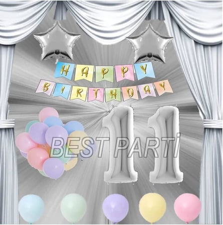 Gümüş Renk Yıldız Folyo Balon Seti 11 Yaş
