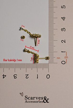 Zincir Sallantılı Çiçek Percing Helix Kıkırdak Lob