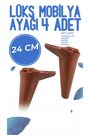 4 Adet 24 cm Mobilya Ayak Seti Ahşap Desenli Kanepe Koltuk TV Ünitesi Yükseltici Ayak Kanepe Ayağı