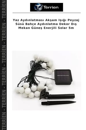 Yaz Aydınlatması Akşam Işığı Peyzaj Süsü Bahçe Aydınlatma Dekor Dış Mekan Güneş Enerjili Solar 5m
