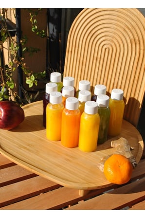 12 Adet Beyaz Sızdırmaz Kapaklı Plastik Şişe Ginger Shot 100 Ml Detoks Meyve Suyu Şat Şişesi