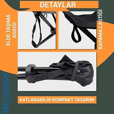 Microcase Çok Amaçlı Katlanabilir Seyahat Kamp Balıkçı Metro Metrobüs Tramvay için Tabure 38 cm 4 Adet SİYAH AL5338