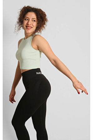 Ntb Crop Rip Top Light Green, Kadın Spor Crop,Kadın Crop,Fitness Crop,Yoga Crop, Esnek Terletmez