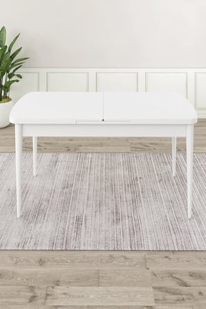 Roy Serisi 80x132 Mdf Beyaz Masa Takımı 4 Pembe Sandalye Ve 1 Bench